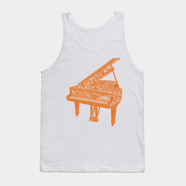 Piano Playing - Orange Ink! Tank Top by BullShirtCo